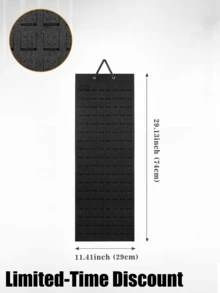 No-Drill Wall-Mounted Earring Storage Rack, Large Black Felt Jewelry Storage Bag, Multi-Hook Design, No-Nail Hanging Roll-Up Jewelry Organizer For Vanity Or Travel - Multicolor - View 17