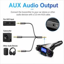 Car Wireless FM Transmitter, Bluetooth 5.0 Car Radio Adapter (Supports Hands-Free Calling), USB Car Charger, TF Card/USB Flash Drive Music Player, AUX Audio Output, 1.3-Inch LCD Display, 12V-24V Car Audio Adapter - A - View 8