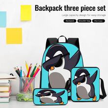 Fashion Glasses Penguin 2D Print Large Capacity 3 Pieces Set, Multi-Compartment Large Space, Suitable For Commuting, Office, Study, Travel And Multiple Scenarios - Printed Bag - View 5