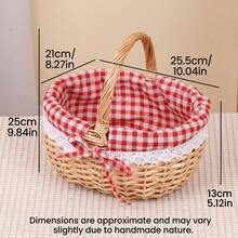1pc Standard Size Handmade Natural Willow Picnic Basket, Country Style Woven Gift Basket With Lid And Portable Handle, Breathable Hand-Woven Rectangular Storage Basket, Suitable For Outdoor Picnic, Party, BBQ And Holiday Gifting - A - View 10