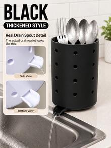 1pc Kitchen Utensil Holder With Drainage Spout, Sink Side Utensil Storage Box, Suitable For Forks, Spoons, Chopsticks And Kitchen Tools, Ventilated Countertop Storage Basket, Direct Drainage, Compact Kitchen Sink Storage Rack, Suitable For Home, Apartment, Dormitory Countertop Storage - View 15