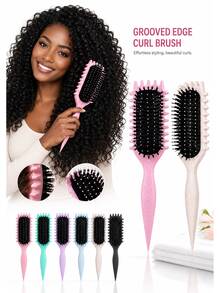 Multi-Color Wet/Dry Dual-Use Shower Hair Comb, Multi-Function Detangling And Parting Comb With Grooved Edge Design, Suitable For Curly And Straight Hair, Bathroom Use, Wet/Dry Hair, Daily Styling, Home, Travel And Daily Hair Care - Multicolor - View 2