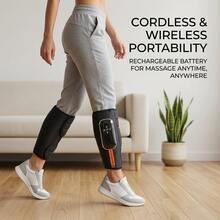 2pcs/Set Wireless Calf Massager, Air Compression Leg Massager With 3 Heating Levels, 5 Intensities, Vibration And Smart Timer Function, Rechargeable Foot Massager Suitable For Home, Office And Travel - Black - View 3