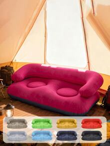 1pc U-Shaped Portable Inflatable Outdoor Leisure Chair, Flocked Soft Comfortable Slouchy Sofa Chair, Breathable PVC, Modern Lightweight Compact Foldable Inflatable Outdoor Sofa, Suitable For Autumn/Winter, 2-Person Use For Living Room, Balcony, Camping - Multicolor - View 11