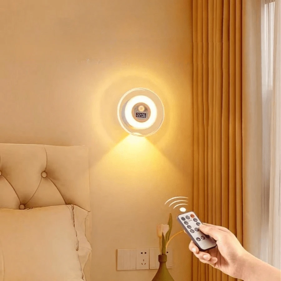 1pc LED Clock Night Light, Eye-Caring Wall Lamp/Spotlight With Built-In Rechargeable Battery, Long Battery Life, Modern Minimalist Nordic Design, Smart Motion Sensor Light, Multiple Lighting Modes