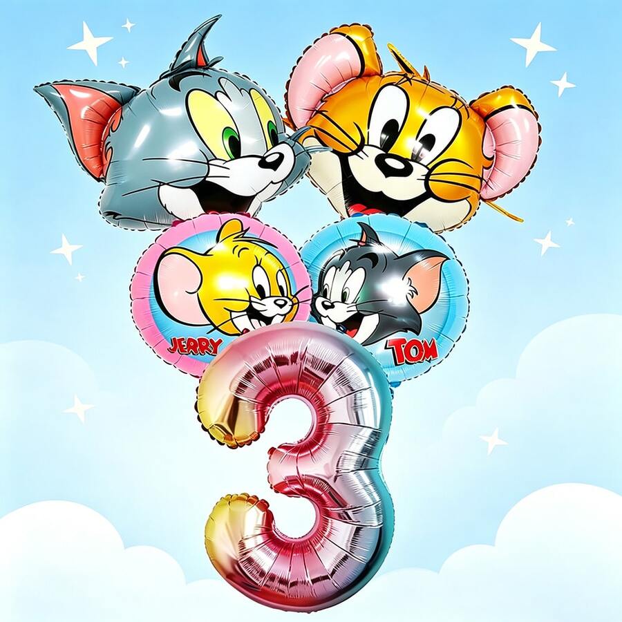 Warner Bros Cat & Mouse Party Aluminum Foil Balloon Kit, Retro Cartoon ...