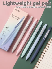 Morandi Skin Tone Neutral Pen, Quick-Dry Dual Ballpoint CS Tip, Retractable - Black Ink Refill - View 4