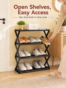 Multi-Layer Shoe Rack With Dust Cover, Space-Saving Freestanding Shoe Storage Organizer, Compact Storage Rack Suitable For Entryway, Dorm, Apartment, Bedroom And Closet, Easy Assembly Shoe Cabinet, Suitable For Sneakers, Slippers And Daily Home Storage And Organization - Multicolor - View 4