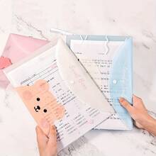 Cute Cartoon Snap Button PVC Folder Pencil Case Office Information Bag Student Stationery - Multicolor - View 6