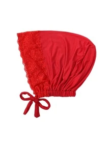 1pc Women's Lace Trim Adjustable Tie Inner Cap, Soft Modal Elastic Headscarf Inner Cap, Breathable Sleep Cap Chemotherapy Head Wrap, Multiple Colors Available - Multicolor - View 19