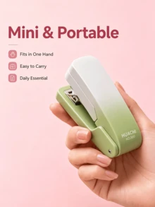 1pc Gradient Color Rotating Stapler, Portable Mini Stapler, Can Staple Up To 20 Sheets Of Paper At Once, Cute Gradient Color Office And School Binding Supplies, Suitable For 24/6 And 26/6 Staples, Back To School Season Essential - Rotating Gradient Stapler - View 2
