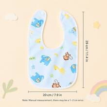 7pcs Random Pattern Pink Blue Yellow Baby Bibs, Cute Drool Bibs For Newborns - Multicolor - View 8