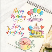 (1pc Stamp + 1 Bottle Refill Ink) Birthday Party Series Stamp With Happy Birthday Phrase - For Scrapbooking, Card Making, Invitations, Birthday Decorations, Birthday Party Decor Crafts, Birthday Celebration Crafts, Invitation Decor, Decorative Seal, Multi-Purpose Stamp - Large Glossy Black Self-inking Stamp With Red Border - View 8