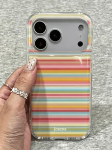 Cute Contrasting Colors Striped Glossy Back Phone Case Compatible With IPhone 18 Pro Max 18 Pro 17 Pro Max 17 Pro 17 16 Pro Max 16 Pro 16 15 Pro Max 14 13 15 Pro 15 14 16 Plus Simple Style Shell - Color Stripes - View 2