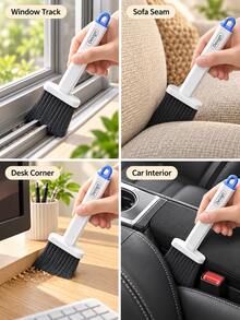 3-Piece Cleaning Brush Set, Includes Soft Bristle Dusting Brush, Mini Scraper And Cleaning Clip, Multi-Functional Gap Cleaning Brush, Suitable For Window Tracks, Kitchen, Bathroom, Bedroom, Car Interior And Home Cleaning, Applicable For Halloween And Christmas - Multicolor - View 3