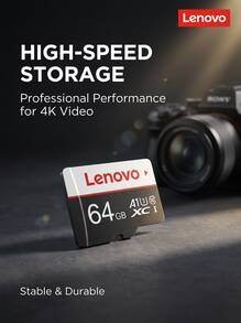 Lenovo Kartu memori TF untuk drone/kamera/dashcam/kamera pengawasan. Peringkat kecepatan U3 V30. Perekaman video 4K HD yang lancar. Kecepatan baca tinggi 100MB/s. Tahan lama, tahan air, tahan suhu, dan tahan guncangan. Tersedia pilihan 64GB/128GB/256GB. - View 1