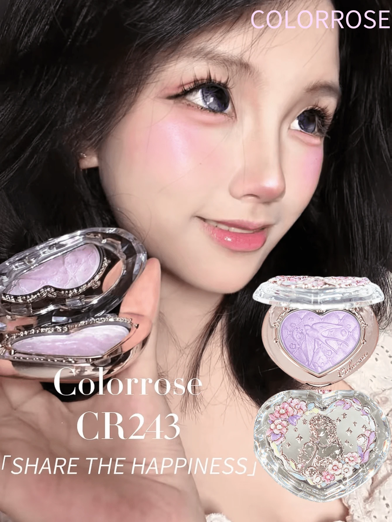COLORROSE 4.2g Highlighter Moon Veil Seri Dreamy Berlapis Emas, Dengan Cermin, Highlighter Berkilau, Illuminator Makeup, Blush & Highlighter 2-in-1, Tekstur Bedak Panggang Ringan, Halus, Lembut, Kilau Transparan, Warna yang Dapat Dibangun
