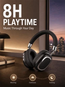 B35s Over-Ear Bluetooth 5.3 Headphones, Foldable & Rotating Design, Telescopic Metal Texture, Stereo Sound & Volume Control, Long Standby, AUX/Wireless Dual Modes, Type-C Charging, Compatible With Smartphones, Tablets & PCs - View 6