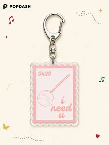 1/6Pcs Korean Music Song Commemorative Stamp Style Acrylic Keychain, Vintage Album Theme Bag Charm, Backpack Key Ring Decoration, Fan Collection Gift - Multicolor - View 8