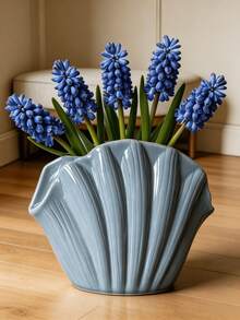 1pc Shell Shaped Flower Vase, Fluted Wave Design Tabletop Decor Vase, For Living Room Bedroom Office Wedding Table Arrangement, Aesthetic Desktop Centerpiece, Modern Minimalist Home Ornament - Multicolor - View 6