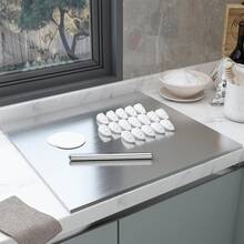 1pc Stainless Steel Cutting Board, Durable And Mold-Resistant, Essential Kitchen Tool For Home Cooks And Cooking Enthusiasts. Suitable For Cutting Meat, Cheese, Bread, Vegetables And Fruits, Also A Great Home Gift - Silver - View 10