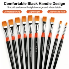 Yutiars Multi-Size Flat Head Paint Brush Set Nylon Bristles Wear-Resistant Black & Red Contrast Handle Watercolor Oil Acrylic Painting Brushes Art Drawing Practice Creative Multi-Model Flat Head Paint Brush Full Tool Kit - Multicolor - View 8