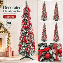 شجرة عيد الميلاد من مادة PVC مع الزينة، شجرة عطلة ثلجية لغرفة النوم والمدفأة وطاولة الزاوية وديكور الحفلات - أخضر - مشاهدة 3