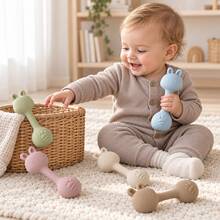 Cute Rabbit Rattle Toy, Bendable Non-Slip Handle With Multi-Texture, Sensory Development Aid, Easy To Clean, Parent-Child Interaction & Stress Relief Toy, Newborn Gift - Multicolor - View 6