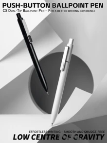 Black And White Matte Pen Holder, Quick Drying Double Bead CS Pen Tip, Press Neutral Pen - Black Ink Refill - View 1