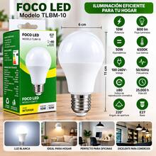 Paquete 10 Focos 10w Led Ahorrador - Blanco - Ver 3