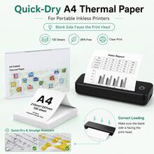 Kertas Printer Thermal 100/200 Lembar Ukuran 8,5 x 11 Inci Cetak Thermal Canggih, Kertas Thermal Ukuran A4 Kompatibel dengan Sebagian Besar Printer Portabel - A4 - View 2