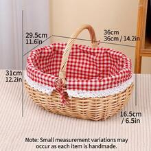1pc Standard Size Handmade Natural Willow Picnic Basket, Country Style Woven Gift Basket With Lid And Portable Handle, Breathable Hand-Woven Rectangular Storage Basket, Suitable For Outdoor Picnic, Party, BBQ And Holiday Gifting - A - View 11
