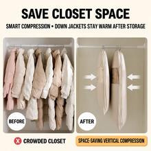1 buah Sarung Pelindung Debu Kompresi Jaket Bulu Angsa Baru, Tas Penyimpanan Gantung Lemari dengan Jendela Transparan, Desain Kain Tebal, Penyimpanan Anti Debu dan Hemat Ruang - MultiWarna - View 2