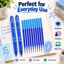 13pcs/Set 2 Packs Retractable Erasable Gel Pen Set With 10 Refills & 1 Eraser, 6 Color Options, Smooth Writing Refillable Pens For Students, School, Office, Note Taking, Homework, Journaling & Everyday Writing - Multicolor - View 8