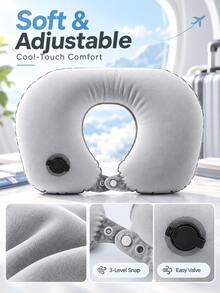 Bantal Leher Portabel Tiup untuk Perjalanan, Bantal Penopang Leher Berbentuk U, Bantal Leher Kompak yang Cepat Mengembang, Penopang 360° yang Dapat Diatur, Bantal Perjalanan Ringan yang Dapat Dilipat, Cocok untuk Pesawat, Mobil, Kereta Api, Kantor, Unisex, Hadiah Perjalanan Liburan - MultiWarna - View 3