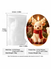 Christmas Reindeer & Polar Bear Silicone Molds, 3D Flower Decorated Fawn And Sitting White Bear Figurine Molds, Flexible Craft Molds For Candle Making, Resin Art, Christmas Table Decor DIY Project - Christmas Mold - View 10