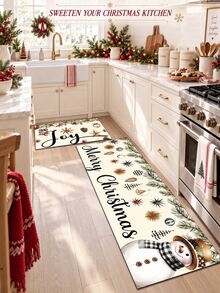 1/2pcs Christmas Vintage Diatomaceous Earth Mat, Snowman Pattern, Super Absorbent, Non-Slip, Perfect For Bathroom, Kitchen And Dining Room, Quick Drying, Ideal Gift For Home Decor And Bathroom Mat, Sweet Christmas Decoration! - Multicolor - View 4