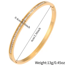 2pcs/Set 18K Gold Plated Stainless Steel Bracelet And Ring Set, Rectangular Cut Cubic Zirconia Channel Inlay Bracelet And Eternity Ring, Waterproof Anti-Oxidation Luxury Jewelry, Women's Gift - Gold - View 7