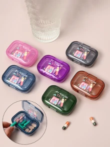Vigour Summer 可愛卡通 My Medicine Bag 印花迷你藥盒，便攜防潮藥丸收納盒，旅行維生素收納盒，聖誕禮物 - 彩色 - 查看 3