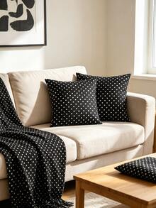 1 PC Sarung Bantal Motif Polkadot Kecil Modern, Sarung Bantal Dekorasi Dua Sisi, Cetak Digital, untuk Sofa Sofa Ruang Tamu Kamar Tidur Dekorasi Rumah - Hitam dan Putih - View 1