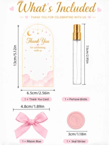 10sets DIY Baby Shower Gifts For Guest Empty Mini Perfume Bottles Party Favor Little Princess Party Guest Gifts Birthday Girl Gender Reveal Decorations Thank You Cards Pink Bow Baby Footprint Stickers - Multicolor - View 7