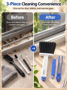 3-Piece Cleaning Brush Set, Includes Soft Bristle Dusting Brush, Mini Scraper And Cleaning Clip, Multi-Functional Gap Cleaning Brush, Suitable For Window Tracks, Kitchen, Bathroom, Bedroom, Car Interior And Home Cleaning, Applicable For Halloween And Christmas - Multicolor - View 5