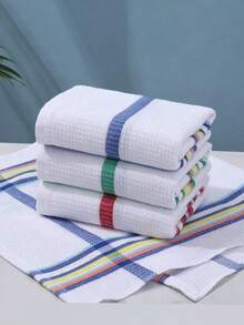 1/3/6-Pack Large Soft Absorbent Kitchen Towels - Modern Striped Polyester Dishcloths For Drying Dishes And Cleaning Surfaces. Multi-Colored Stripes, Machine Washable, Brightly Colored Kitchen Accessory. Dishcloths, Soft And Absorbent Kitchen Cloths In A Multi-Colored Checkered Pattern For Drying Dishes, Cleaning Surfaces, And Household Use. Brightly Colored Kitchen Accessory, Absorbent Dishcloth. - Multicolor - View 2