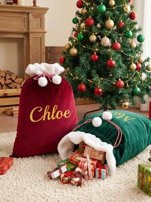 Personalized Santa Claus Bag, Customized Velvet Santa Claus Bag, Christmas Gift Bag, Holiday Gift Bag (Suitable For Adults And Pets), Ideal Gift For Him, Ideal Gift For Her, Boyfriend, Dad, Girlfriend, Mom, Family, Friends, Christmas, Christmas Home Decor, Christmas Decoration, Room Decor, Personalized, Christmas House Decor, Customized Product, Christmas, Baptism Decoration, Christmas Bag - Multicolor - View 3