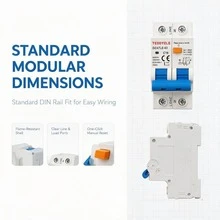 DZ47LE-63 RCBO 2P 剩餘電流斷路器 30mA 230V C16/C20/C32 過載短路漏電保護 微型斷路器 CE 認證 - 藍色 - 查看 5