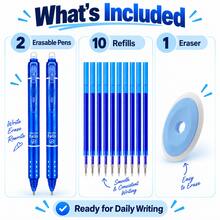 13pcs/Set 2 Packs Retractable Erasable Gel Pen Set With 10 Refills & 1 Eraser, 6 Color Options, Smooth Writing Refillable Pens For Students, School, Office, Note Taking, Homework, Journaling & Everyday Writing - Multicolor - View 4