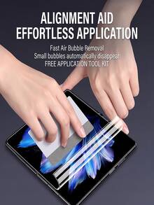 2 Sets Foldable Phone Hydrogel Film, Full Coverage Soft Screen Protector For Inner And Outer Screens, Self-Healing Anti-Fingerprint High-Definition Transparent Flexible Protector, Suitable For Flip Foldable Smartphones, Compatible With IPhone Duo/Fold, Compatible With Samsung Galaxy Fold 8 Ultra/7/6/5/4/3/2 - Clear - View 4