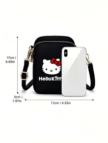 SANRIO 1pc Hello Kitty Crossbody Phone Wallet For Women Girls, Multi Zipper Compartment Phone Purse With Adjustable Strap For Cards Keys Earbuds - Multicolor - View 7