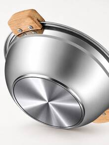 3pcs Stainless Steel Soup Bowl With Wooden Handles,Round Silver Serving Pot With Polished Interior,Stackable Kitchen Bowl For Serving Soup, Stew, Vegetables, Family Meals,Dining Tables And Restaurant Food Service,Induction Compatible Pots And Pans Set - View 10