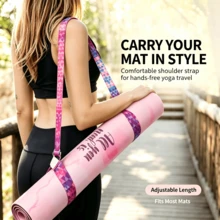 1pc Printed Yoga Mat Strap Nylon Colorful Ratchet Tie Storage Rope Elastic Band - Multicolor - View 2
